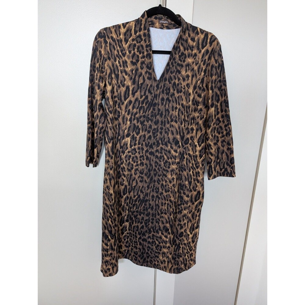 J. McLaughlin Ivana Brown/black Tanzania Cheetah Print Dress L Office